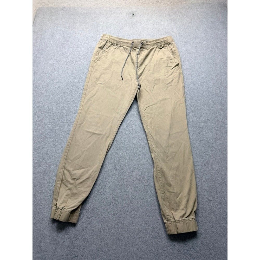 Aeropostale Mens Khaki Tan Twill Jogger Pants Elastic Waist Drawstring Size M
